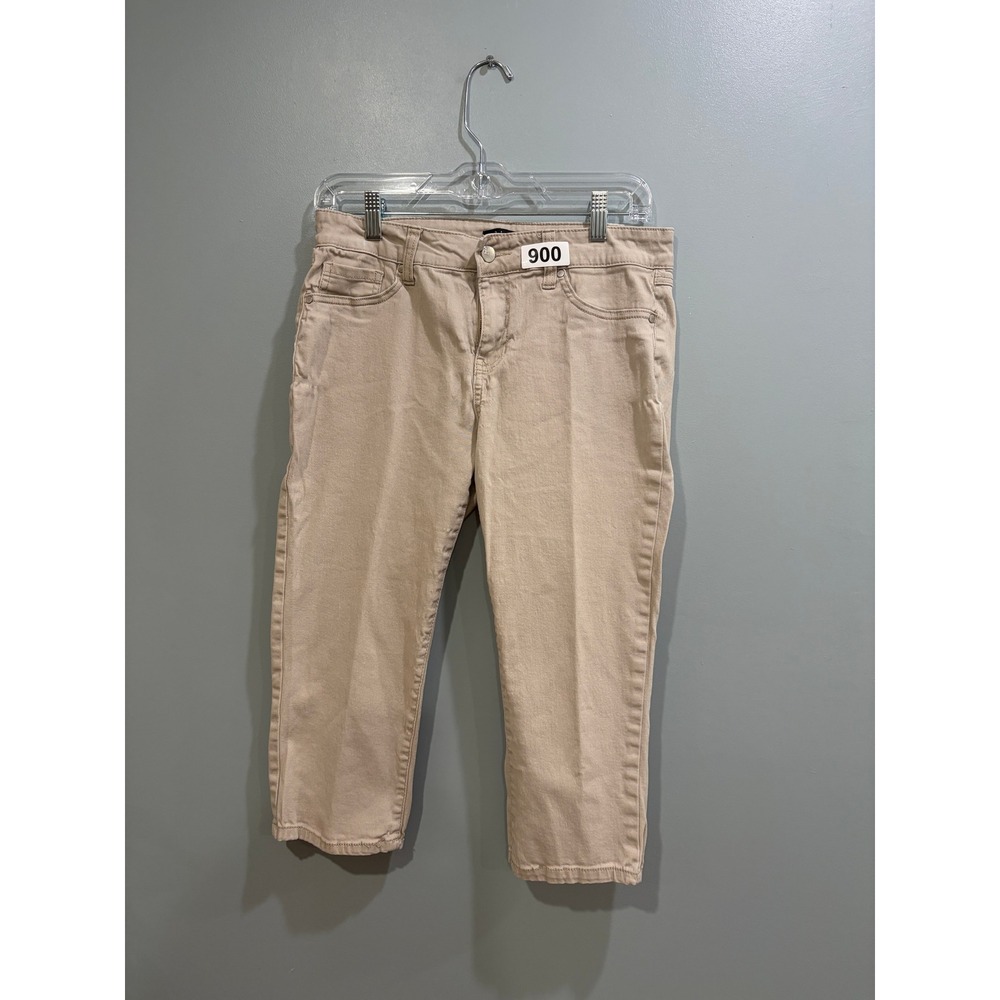 D.Jeans Womens Khaki Capri Pants Size 8 Tan Cropped Stretch Cotton Blend